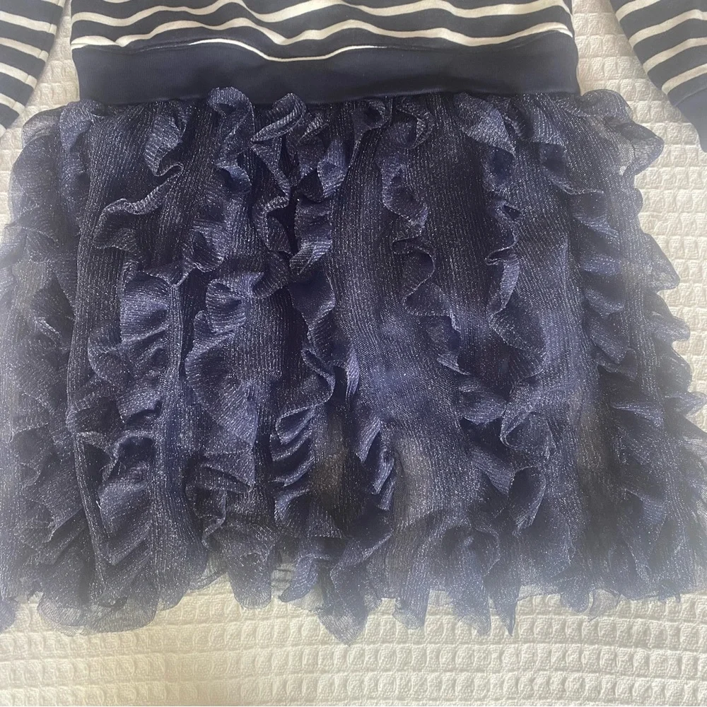 J. Crew girls tulle mixy dress in stripe navy size 12